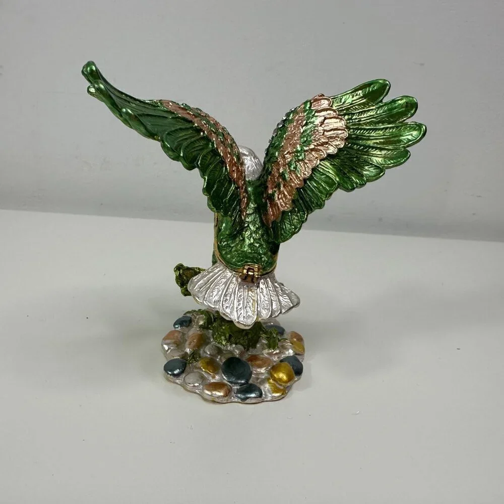 Millwood Pines Austrian Crystal Enamelled American Bauld Eagle Trinket Box